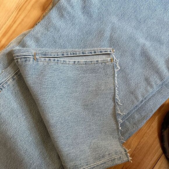 GOOD AMERICAN Good Boy Blue Straight Leg Raw Hem w/Slit Women's 24 plus New - Picture 8 of 11